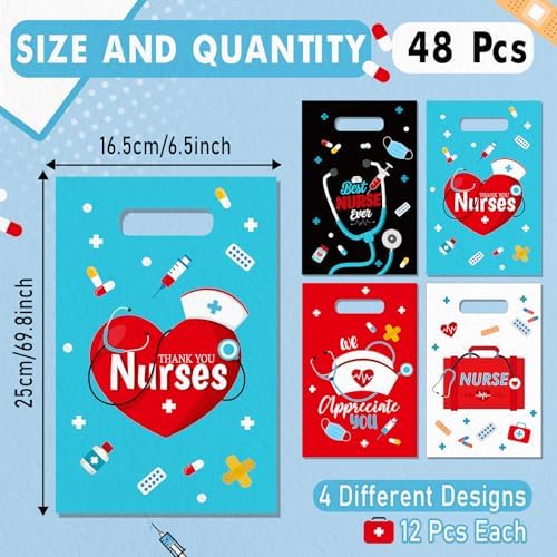 Bolsas de Regalo para Enfermeras Blosssound 48 Piezas, Bolsas de Dulces de 6.5 x 9.8 in, Agradecimiento para la Semana de Apreciación Médica - imagen 2