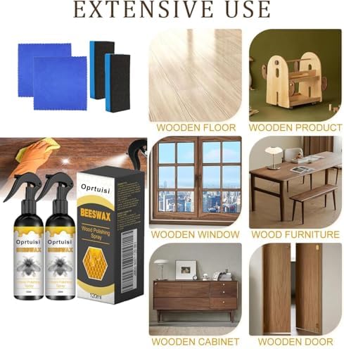 Spray Pulidor de Muebles de Cera de Abeja Natural Oprtuisi, Limpiador y Pulidor de Madera, Paquete de 2 - imagen 6