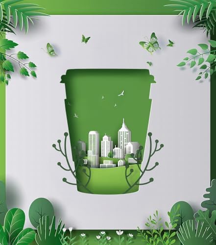 KTOB [Paquete de 50] Vasos de Papel Compostables de 16 oz con Tapas y Mangas de Kraft, Combo Ecológico para Bebidas Calientes - imagen 7