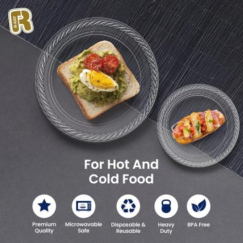 Platos Desechables R-kay de 6 Pulgadas - 200 Contenidos - Platos de Plástico Transparente para Postres y Aperitivos - Resistentes y Microondas - imagen 3