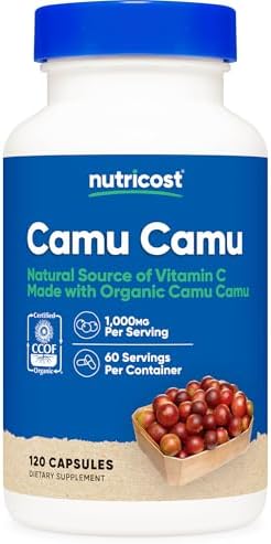 Nutricost Camu Camu 1000mg, 120 Cápsulas - Certificado CCOF, Orgánico, No OGM y Libre de Gluten - imagen 1