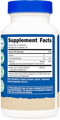Nutricost Camu Camu 1000mg, 120 Cápsulas - Certificado CCOF, Orgánico, No OGM y Libre de Gluten - imagen 5