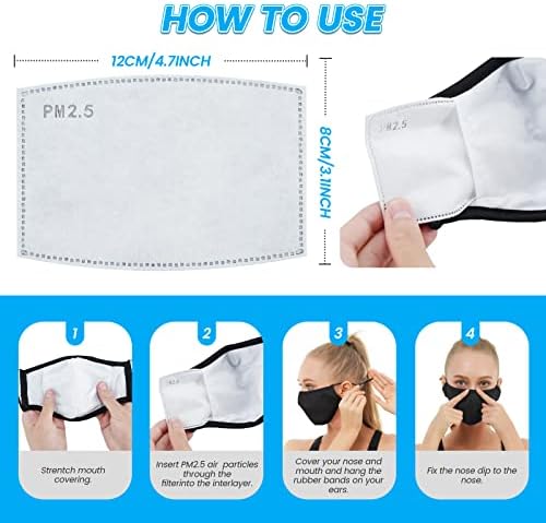 Paquete de 6 Mascarillas de Tela 3 Capas, Lavables, Reutilizables y Transpirables con Orejeras Ajustables para Mujeres y Hombres (Negro/Grey/Rojo - imagen 2