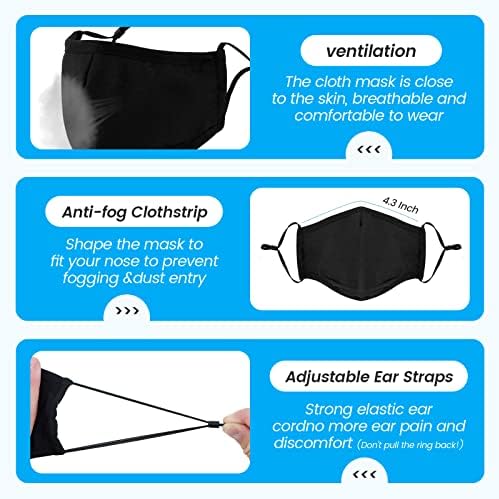 Paquete de 6 Mascarillas de Tela 3 Capas, Lavables, Reutilizables y Transpirables con Orejeras Ajustables para Mujeres y Hombres (Negro/Grey/Rojo - imagen 3