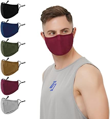 Paquete de 6 Mascarillas de Tela 3 Capas, Lavables, Reutilizables y Transpirables con Orejeras Ajustables para Mujeres y Hombres (Negro/Grey/Rojo - imagen 5