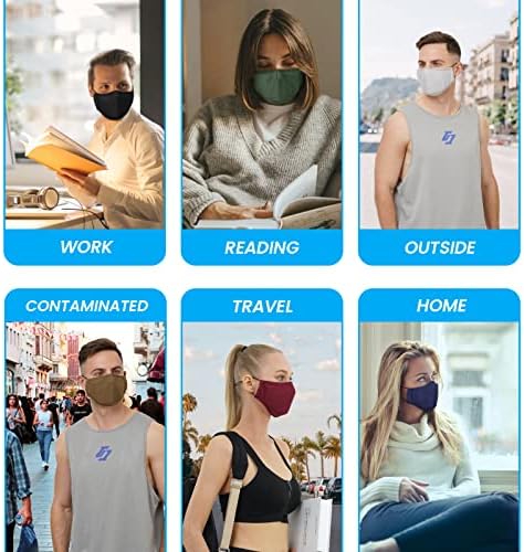 Paquete de 6 Mascarillas de Tela 3 Capas, Lavables, Reutilizables y Transpirables con Orejeras Ajustables para Mujeres y Hombres (Negro/Grey/Rojo - imagen 6