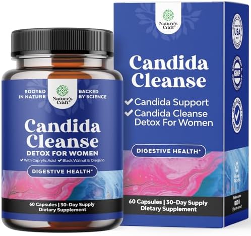Natures Craft Detoxificación de Cuerpo para Mujeres - Limpieza Intestinal con Ácido Caprílico, Nogal Negro, Ajenjo y Orégano - 60 Cápsulas con Pre y - imagen 1