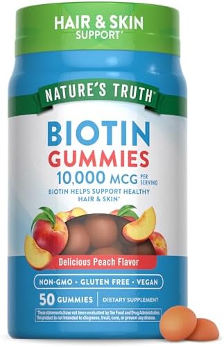 Gomitas de Biotina Nature's Truth | 10000mcg | 50 piezas | Suplemento vegano, sin OGM y sin gluten | Sabor durazno - imagen 1