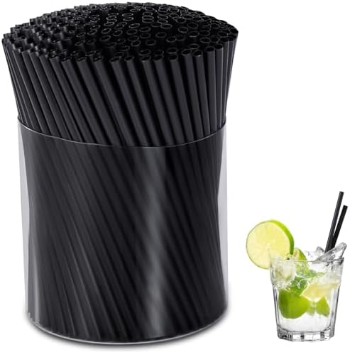 [1000 Pzs] Popotes Desechables Cortos Negros - 5 Pulgadas de Largo, 0.16 Pulgadas de Diámetro, Mezcladores de Plástico para Whisky, Bar, Club, - imagen 1