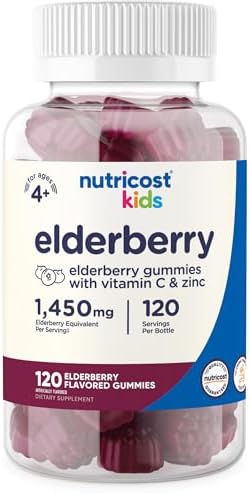 Gomitas de Saúco para Niños Nutricost (50mg) con Zinc y Vitamina C, 120 gomitas - Sin gluten, sin jarabe de maíz - imagen 1