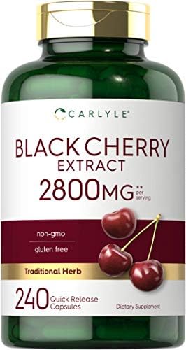 Extracto Concentrado de Cereza Negra Carlyle | 240 Cápsulas | Fórmula Sin OGM y Libre de Gluten | Suplemento de Prunus Serotina - imagen 1