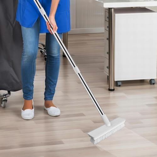 Cepillo de Piso ZHAYAO con Mango Largo, 2 en 1, Cepillo Duro para Limpiar Baños, Cocinas, Garajes y Más, Color Blanco - imagen 7