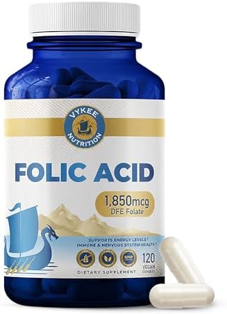 Cápsulas de Ácido Fólico Vykee Nutrition - Apoya Procesos Corporales, Salud Prenatal y Energía - Suplemento de Vitamina B9 para Mujeres - Vegano, No - imagen 1