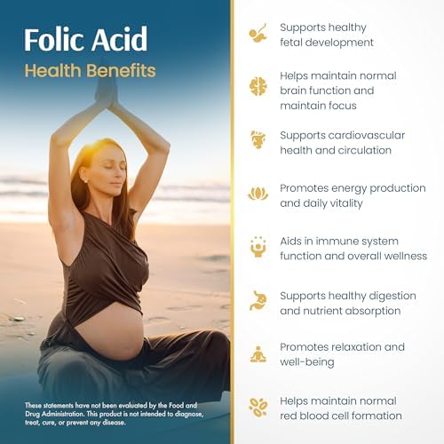 Cápsulas de Ácido Fólico Vykee Nutrition - Apoya Procesos Corporales, Salud Prenatal y Energía - Suplemento de Vitamina B9 para Mujeres - Vegano, No - imagen 6