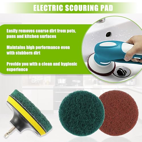 Juego de Cepillos de Limpieza EPLZON de 4 Pulgadas con 4 Almohadillas Rojas, 4 Verdes, Accesorio para Taladro y Eje Universal para Cocina y Baño - imagen 4