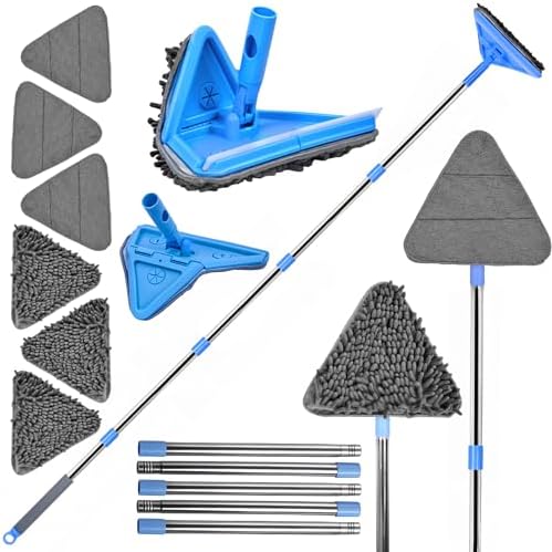 Mopa de Pared DSV Estándar, Mango de 77 Pulgadas, Limpiador de Pared 3 en 1 con Squeegee, 3 Paños de Microfibra y 3 de Chenille, Herramienta de - imagen 1