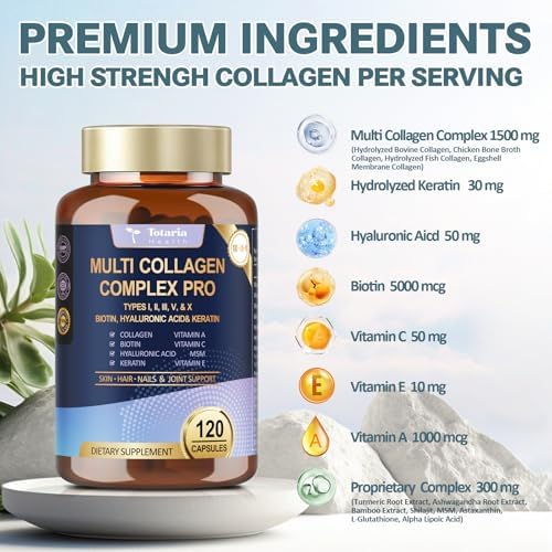 Colágeno Pro 18 en 1 con Ácido Hialurónico, Queratina, Biotina, VIT A, C y E para Piel, Cabello, Uñas y Articulaciones - Cápsulas de Péptidos de - imagen 4
