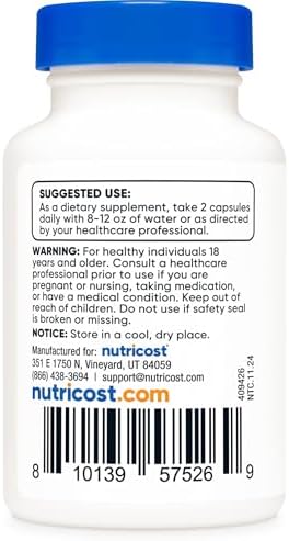 Nutricost Theacrine como Teacrine 100 MG por Porción, 60 Cápsulas - 30 Porciones, Vegano, Libre de OGM - imagen 4