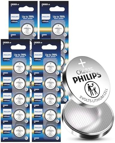 Batería de Moneda de Litio Philips CR2025 3V (Paquete de 20) | Vida Útil de 10 Años, Salida de Energía Estable, Empaque Seguro para Niños | - imagen 1