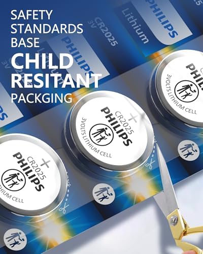 Batería de Moneda de Litio Philips CR2025 3V (Paquete de 20) | Vida Útil de 10 Años, Salida de Energía Estable, Empaque Seguro para Niños | - imagen 2