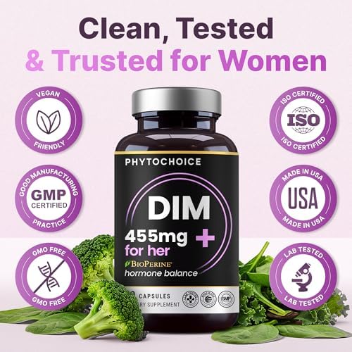 DIM para Mujeres 350mg Alta Potencia con BioPerine® y Extracto de Brócoli – Complejo Total de 455mg para Balance Hormonal, Metabolismo de Estrógenos, - imagen 8