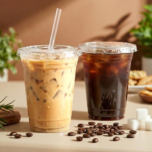 Tazas de Plástico Transparentes Glowserve de 16 oz con Tapas y Popotes - Paquete de 100 para Café Frío, Smoothies y Bebidas para Llevar - imagen 8