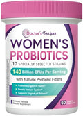 Probioticos para Mujeres Doctor's Recipes, Prebioticos y Probioticos Organicos para Salud Digestiva y Vaginal, 140 Mil Millones CFU, 10 Cepas, 60 - imagen 1
