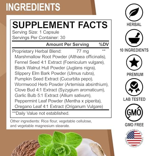 Píldoras Detox ParaGuard Cleanse - Suplemento Herbal para Intestinos con Nogal Negro, Ajenjo, Clavo y Orégano - Kit Completo para Adultos de 30 - imagen 6