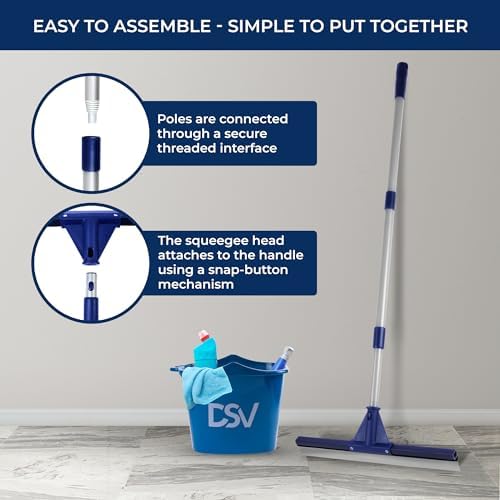 Squeegee de Piso DSV Estándar para Concreto, 17.5 con Mango de 62 para Garage, Terraza, Baño, Ventanas y Cristales - imagen 6