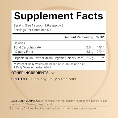 NatureBell Polvo de Fibra Prebiótica de Inulina Orgánica, 1lb | Fuente Natural de Raíz de Achicoria – Se Mezcla Fácilmente con Café o Batidos – - imagen 2