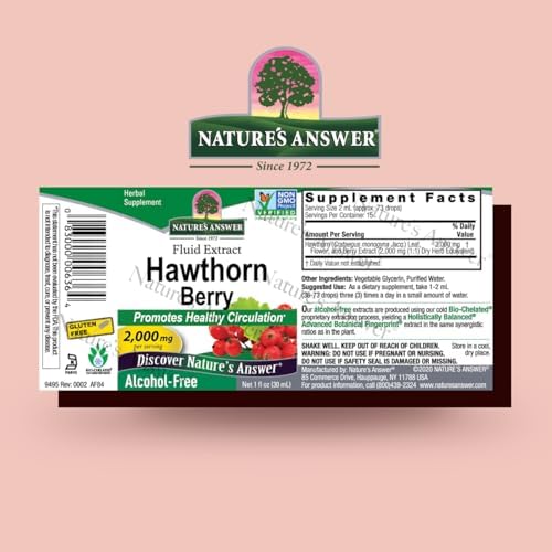 Bayas de Espino de Nature's Answer | Promueve la Circulación Saludable | Ayuda a Mantener Niveles de Colesterol Saludables | Sin Gluten, Sin Alcohol, - imagen 2