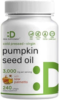 Aceite de Semilla de Calabaza 3,000mg con Saw Palmetto, 240 Softgels – Extracto Prensado en Frío con Aceite Virgen – Apoya la Salud Prostática y - imagen 1