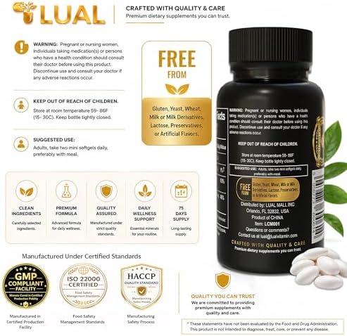 LUAL Calcio Minis 600 mg con Vitamina D3 - Soporte para Huesos y Músculos - 150 Mini Cápsulas Blandas - Fáciles de Tragar - Huesos Fuertes y Movilidad - imagen 4