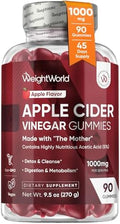 Gomitas de Vinagre de Sidra de Manzana WeightWorld 1000mg con La Madre + VIT C, B12-9-6, Betabel | 90 Gomitas Veganas para Digestión, Metabolismo y - imagen 1