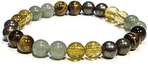 Pulsera ANAYA AGATE de Dinero, Riqueza y Éxito - Set de Pulseras de Pirita, Aventurina Verde, Ojo de Tigre y Citrino para Hombres y Mujeres, Alivio - imagen 1