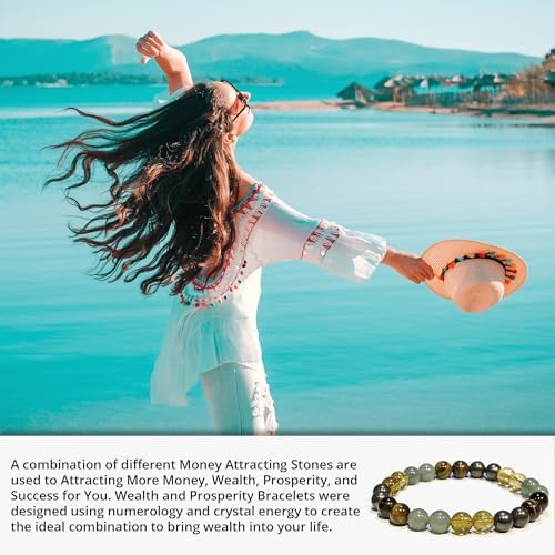 Pulsera ANAYA AGATE de Dinero, Riqueza y Éxito - Set de Pulseras de Pirita, Aventurina Verde, Ojo de Tigre y Citrino para Hombres y Mujeres, Alivio - imagen 4