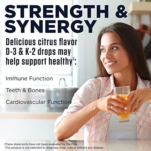KAL D3 K2 DropIns 125 mcg / 500 mcg Gotas de Vitamina D3 K2, Suplemento para Huesos, Corazón e Inmunidad, Sabor Natural a Cítricos, 60 Días de - imagen 3
