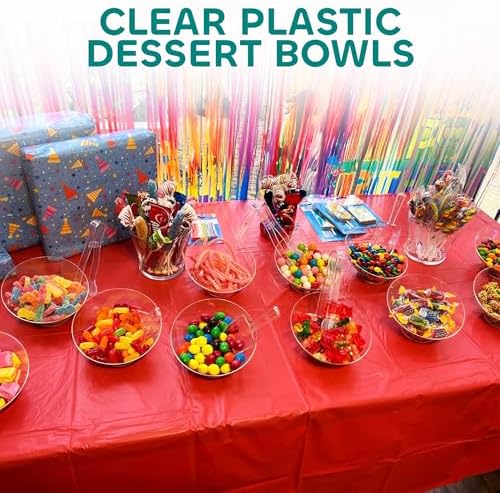 Juegos de 32 Tazones de Plástico Transparente de 6 oz - 16 Tazones Angulados con 8 Cucharas y 8 Pinzas, Contenedores Desechables para Dulces y - imagen 6