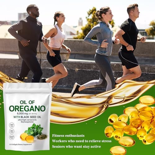 YATIME Aceite de Orégano con Aceite de Semilla Negra, Cápsulas Orgánicas 2 en 1, 6000mg por Porción, 300 Softgels, 4X Fuerza Carvacrol y Timoquinona, - imagen 6