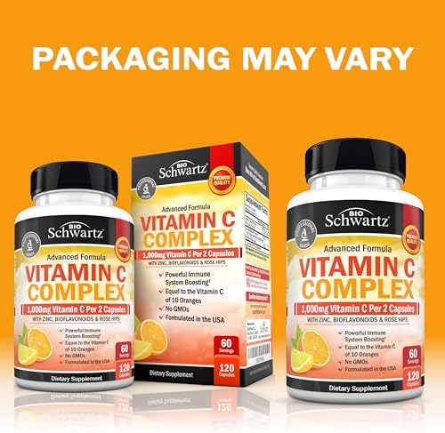 Suplemento Complejo de Vitamina C BioSchwartz - Cápsulas de 1000mg con Rosa Mosqueta, Zinc y Bioflavonoides Cítricos para Salud Inmunológica, Energía - imagen 2