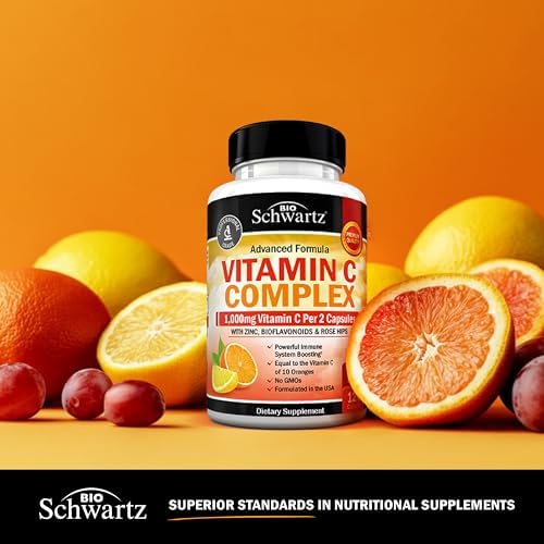 Suplemento Complejo de Vitamina C BioSchwartz - Cápsulas de 1000mg con Rosa Mosqueta, Zinc y Bioflavonoides Cítricos para Salud Inmunológica, Energía - imagen 6