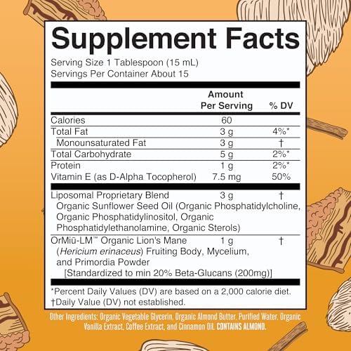 Suplemento de Lion's Mane MARYRUTH'S Organics | Ultra Absorción Liposomal | Champiñón Lion's Mane de Espectro Completo | 200mg de Beta-Glucanos por - imagen 2
