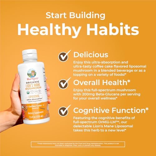 Suplemento de Lion's Mane MARYRUTH'S Organics | Ultra Absorción Liposomal | Champiñón Lion's Mane de Espectro Completo | 200mg de Beta-Glucanos por - imagen 5