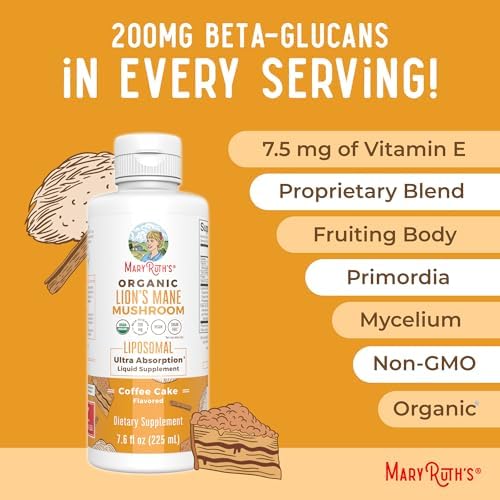 Suplemento de Lion's Mane MARYRUTH'S Organics | Ultra Absorción Liposomal | Champiñón Lion's Mane de Espectro Completo | 200mg de Beta-Glucanos por - imagen 7