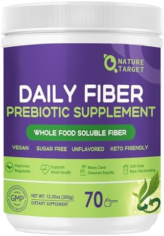 Suplemento Diario de Fibra NATURE TARGET - Polvo de Fibra Prebiótica Soluble para la Salud Digestiva, Sin Sabor, Libre de Gluten y Azúcar, Keto - 70 - imagen 1