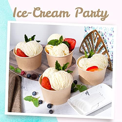 Tazas de Papel para Helado MATICAN - Paquete de 50, 16 Oz, Desechables para Postres Fríos o Calientes, Tazas para Sundae y Yogur Congelado, Color - imagen 2