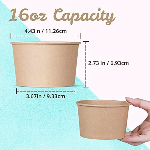 Tazas de Papel para Helado MATICAN - Paquete de 50, 16 Oz, Desechables para Postres Fríos o Calientes, Tazas para Sundae y Yogur Congelado, Color - imagen 4