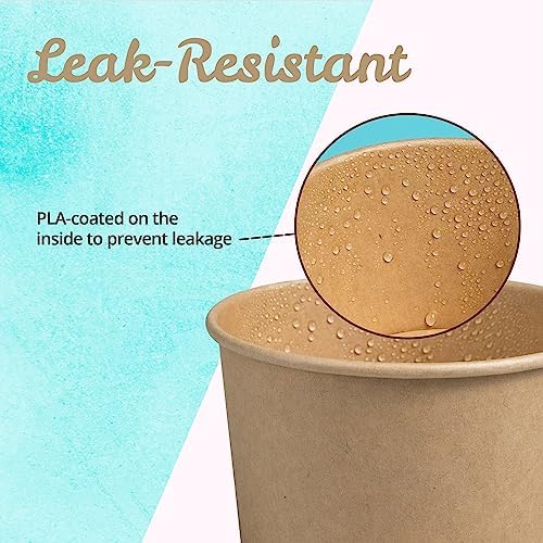 Tazas de Papel para Helado MATICAN - Paquete de 50, 16 Oz, Desechables para Postres Fríos o Calientes, Tazas para Sundae y Yogur Congelado, Color - imagen 5
