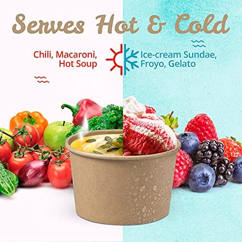Tazas de Papel para Helado MATICAN - Paquete de 50, 16 Oz, Desechables para Postres Fríos o Calientes, Tazas para Sundae y Yogur Congelado, Color - imagen 7