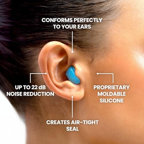 Tapones Eargasm Squishies - Azul Moldables Multipropósito Reducción de Ruido Impermeables y Aislantes para Dormir, Ronquidos, Estudiar, Nadar y Más - - imagen 8